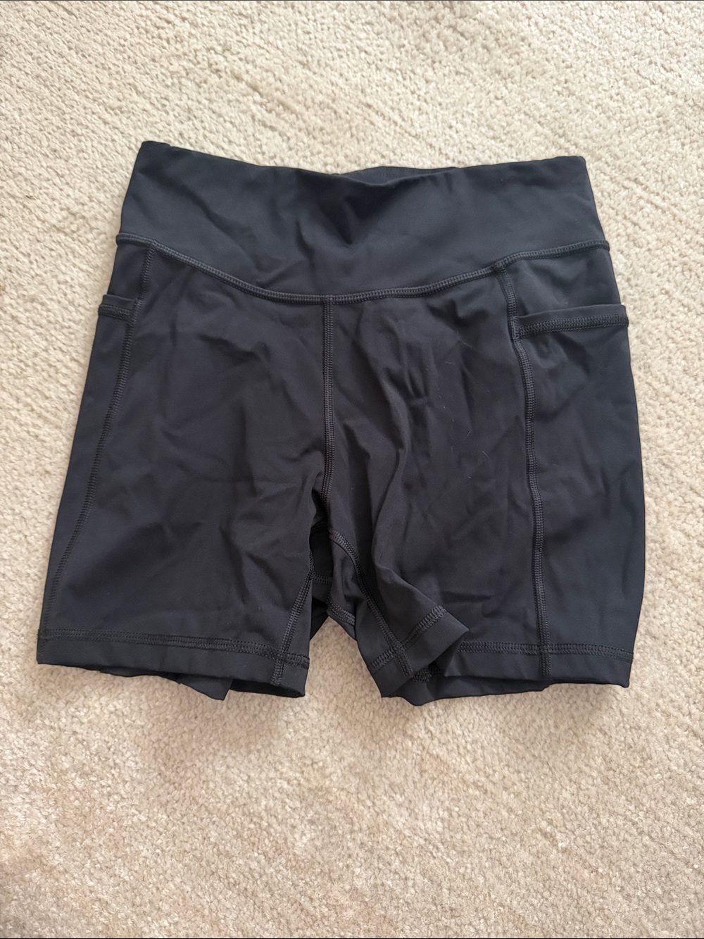 LSKD Black High-Waist Athletic Bike Shorts with pockets